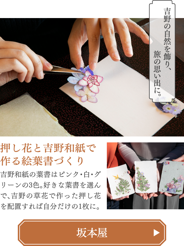 押し花と吉野和紙で作る絵葉書づくり 坂本屋