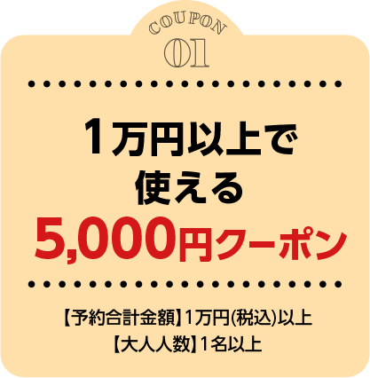 1万円以上で使える5,000円クーポン